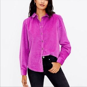 Loft bright pink corduroy shirt